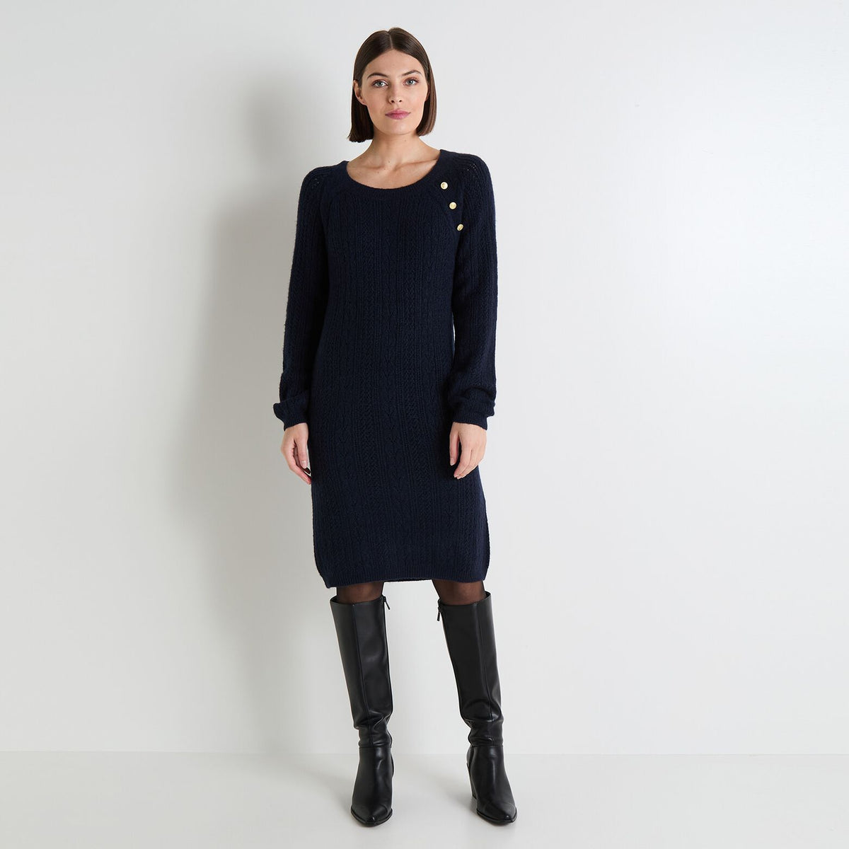 Robe pull col rond femme - 1