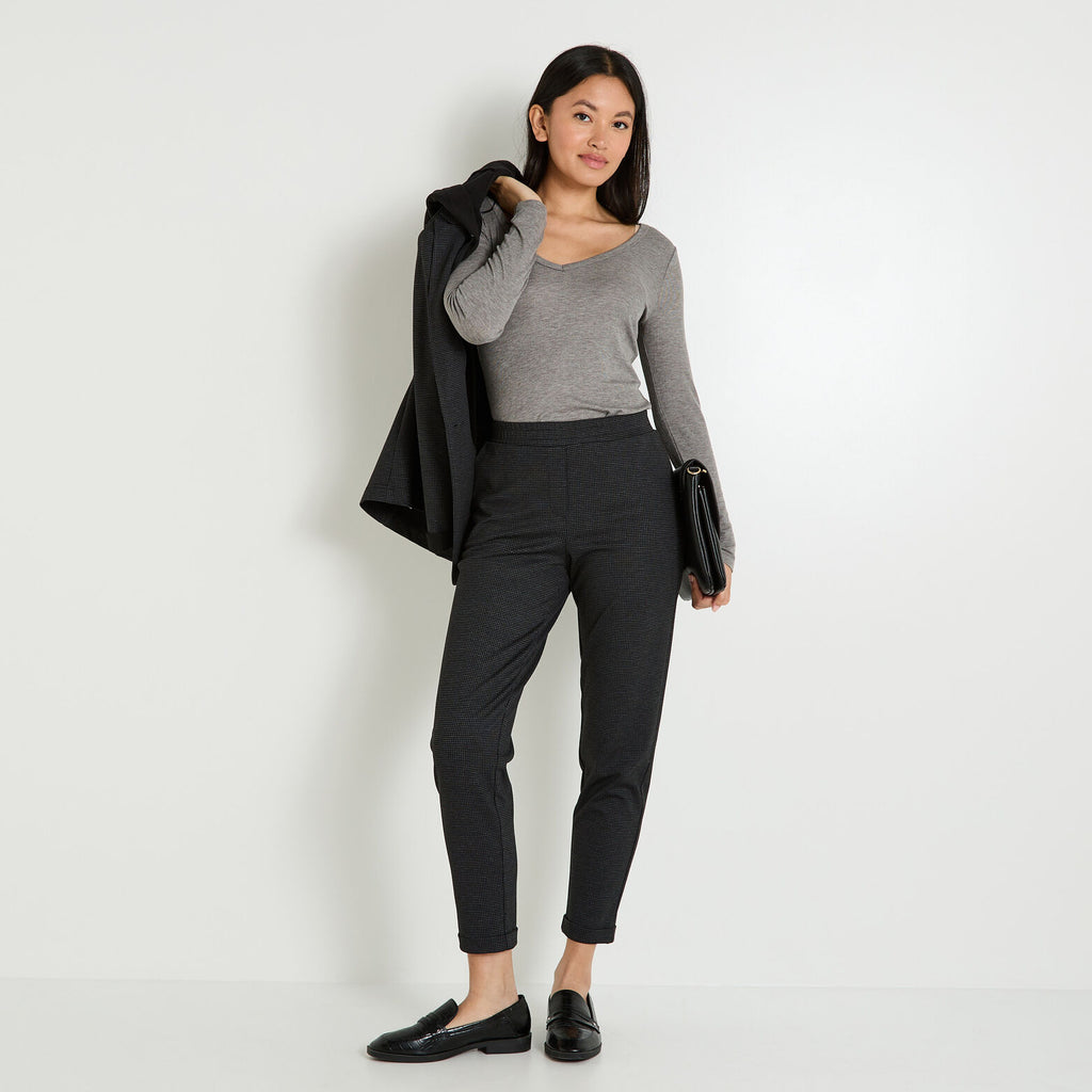 Pantalon en maille jacquard femme - 1