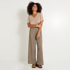 Pantalon plissé effet brillant femme - 1