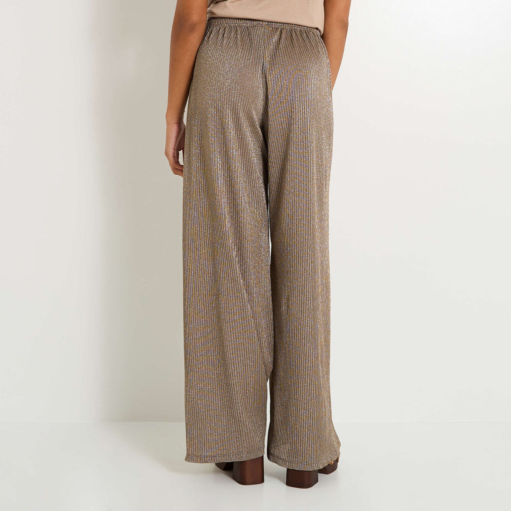 Pantalon plissé effet brillant femme - 2
