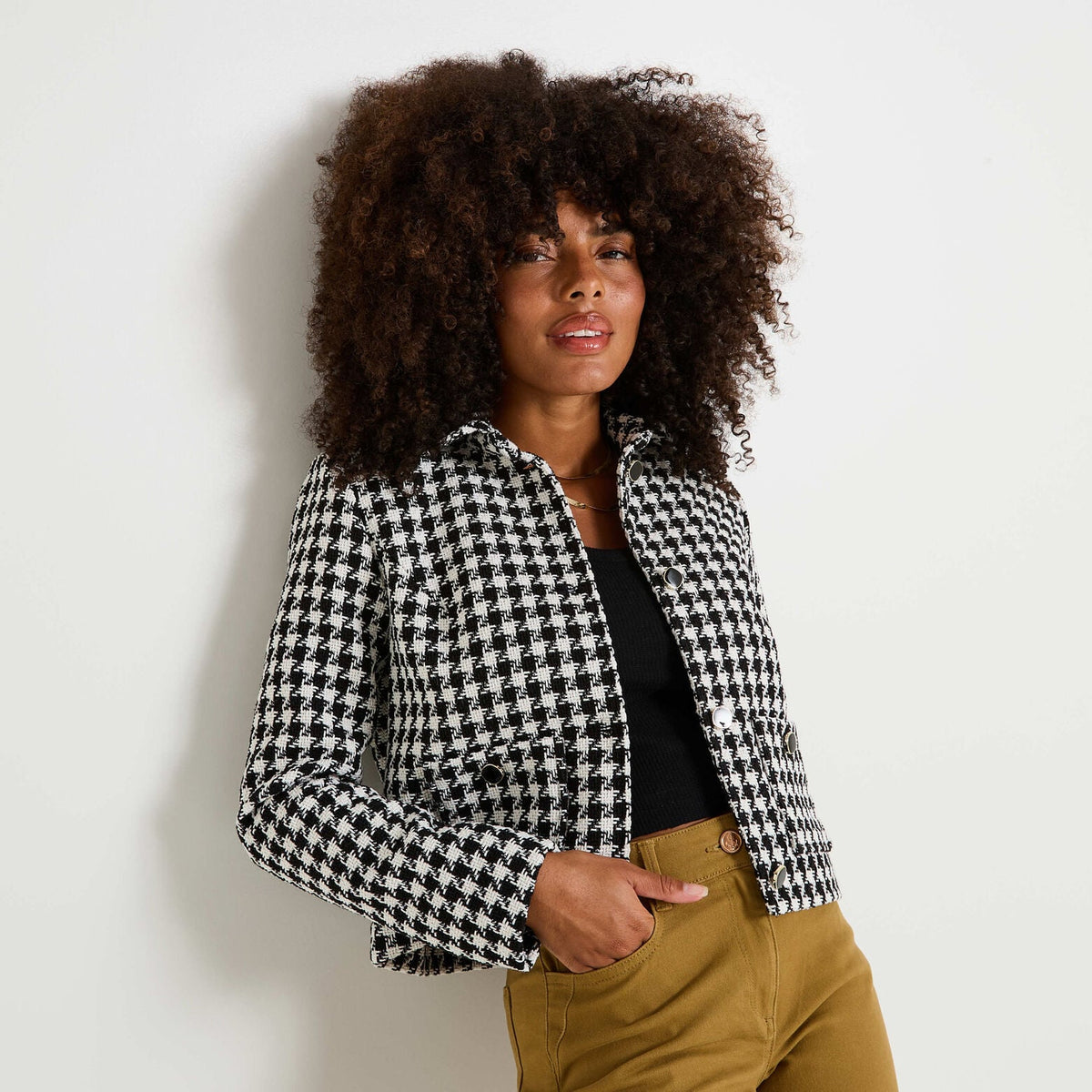Veste tweed col chemise femme - 1