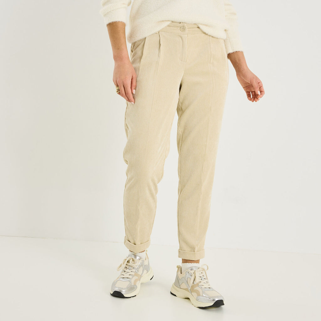 Pantalon velours à revers femme - 1