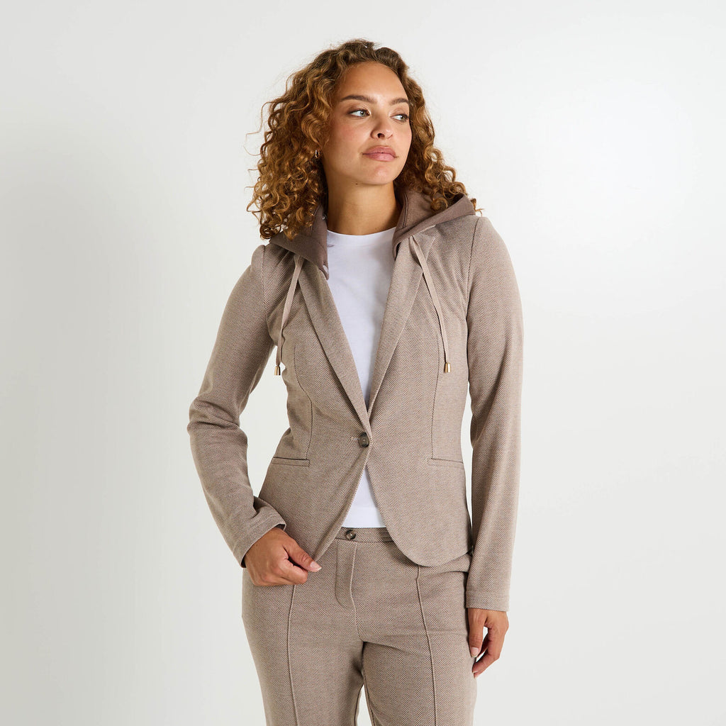 Blazer en maille à capuche femme - 1