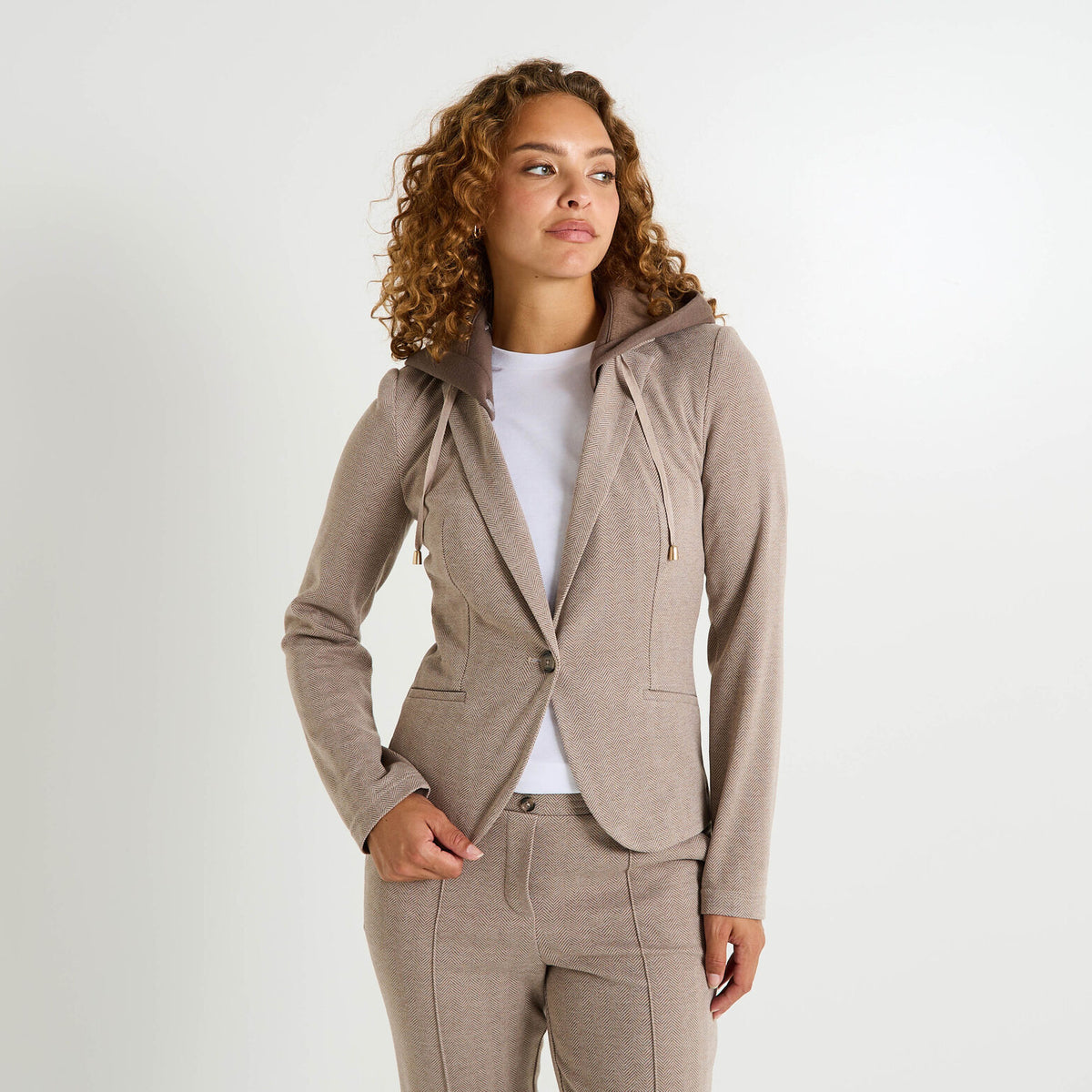Blazer en maille à capuche femme - 1