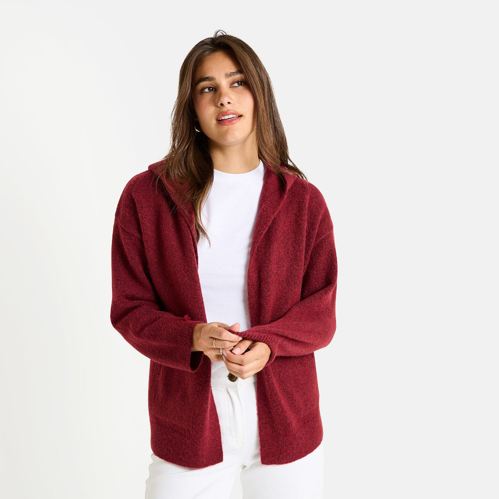 Gilet mi-long à capuche femme - 1