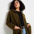 Gilet mi-long à capuche femme - 1