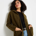 Gilet mi-long à capuche femme - 1