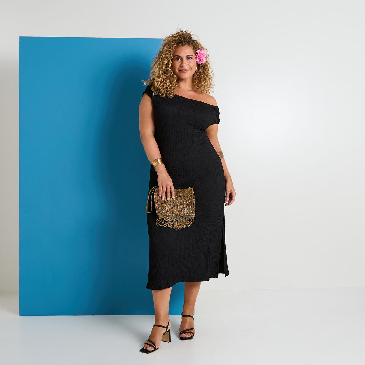 Robe longue en maille gaufrée - 1