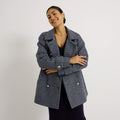 Manteau imprimé pied-de-poule femme - 1