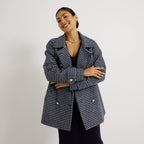 Manteau imprimé pied-de-poule femme - 1