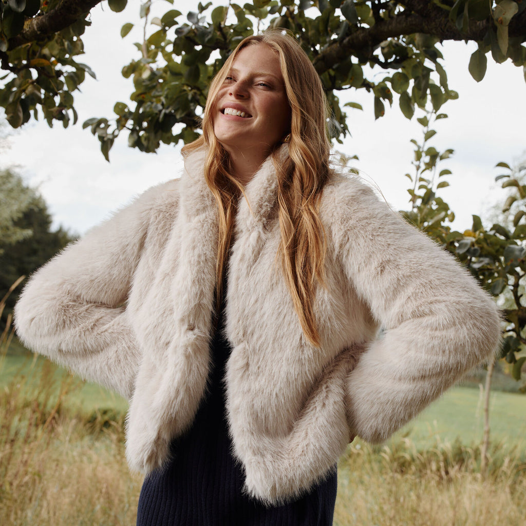 Manteau court imitation fourrure femme - 1