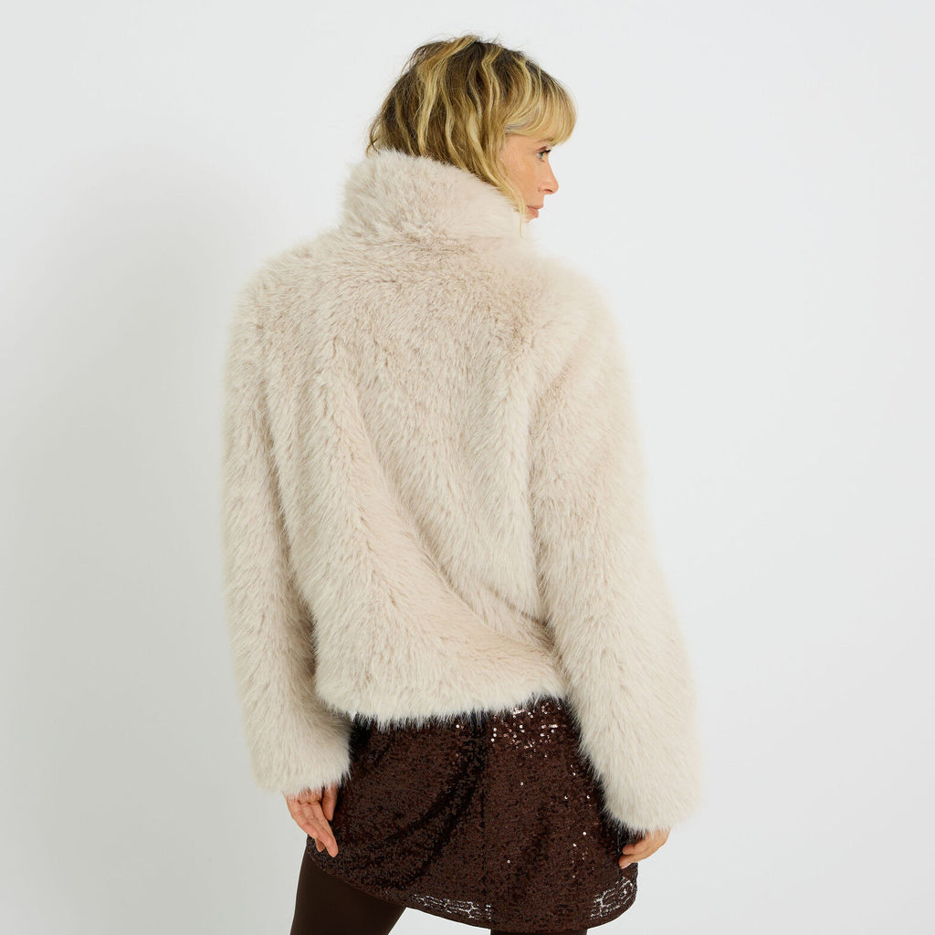 Manteau court imitation fourrure femme - 2