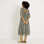 Robe longue imprimée col V  - 2
