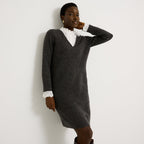 Robe pull bi-matière longueur genou - 1