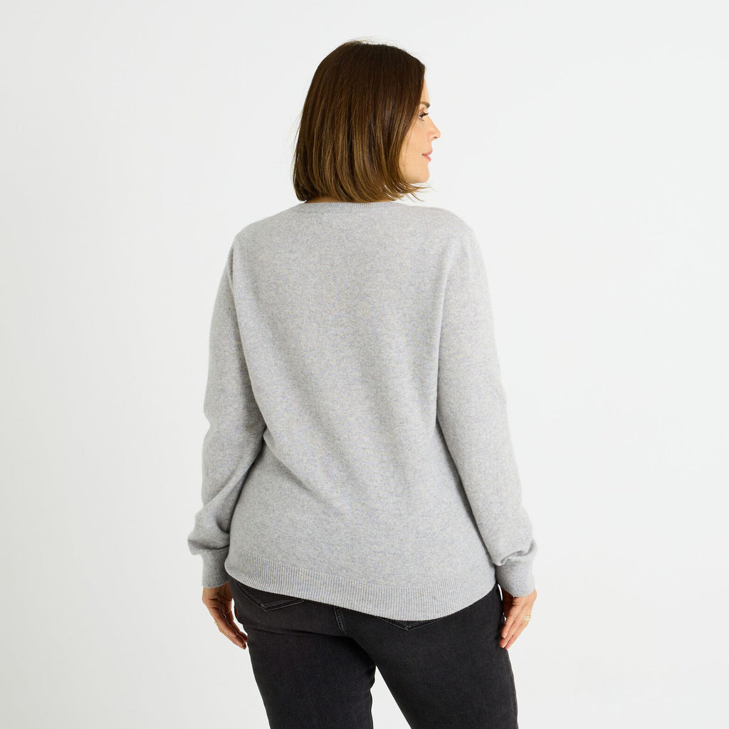 Pull col V laine et cachemire femme - 2