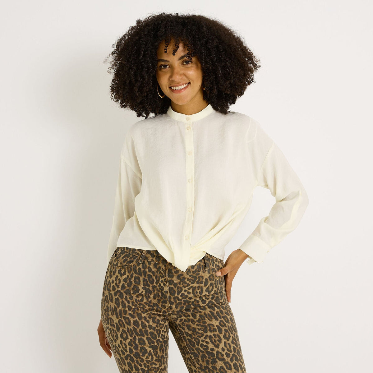 Chemise nouée col rond femme - 1