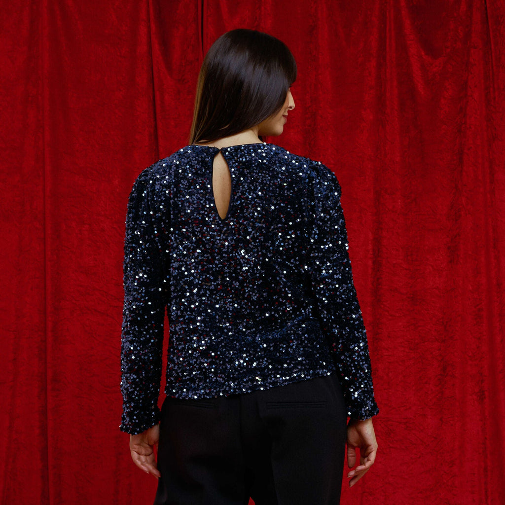 Top manches longues en sequins femme - 2