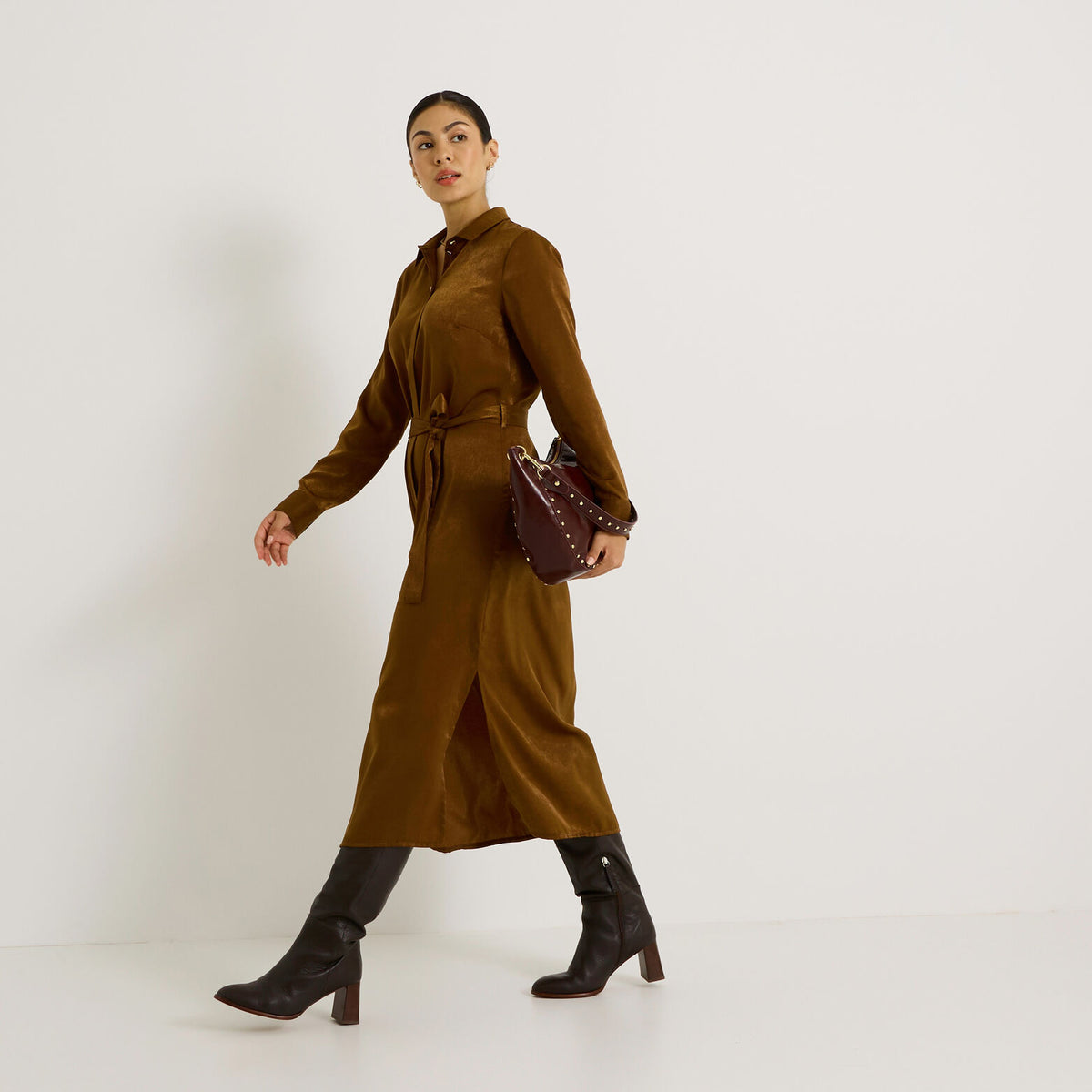 Robe longue satinée - 1