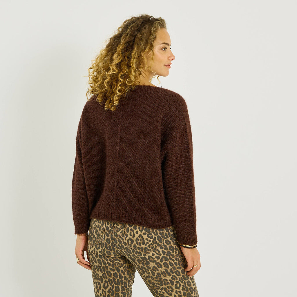 Pull fluffy col V femme - 2