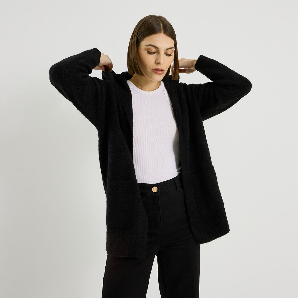 Gilet mi-long à capuche femme - 1