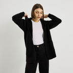 Gilet mi-long à capuche femme - 1
