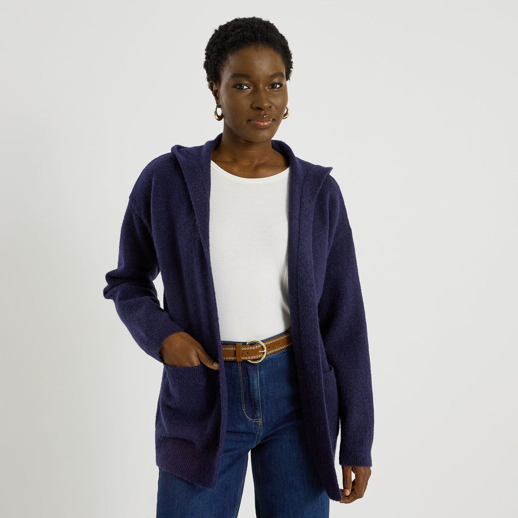 Gilet mi-long à capuche femme - 1