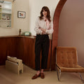 Pantalon à plis raccourci femme - 1