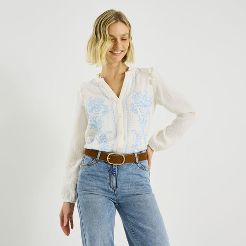 Chemise broderies florales femme - 1