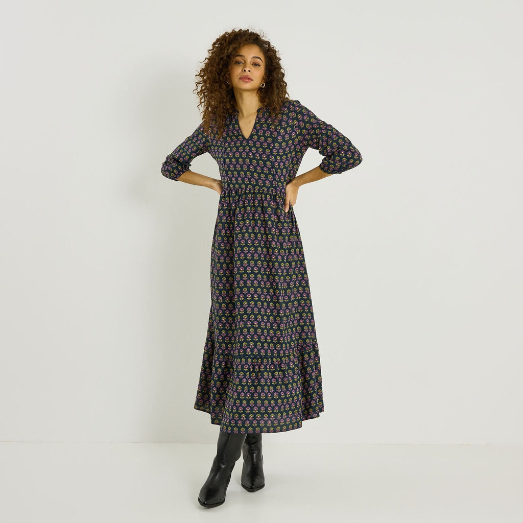 Robe longue imprimé fleuri  - 1