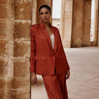 Blazer droit motif jacquard femme - 1