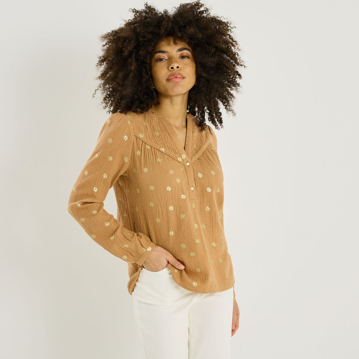 Blouse imprimée en gaze de coton femme - 1