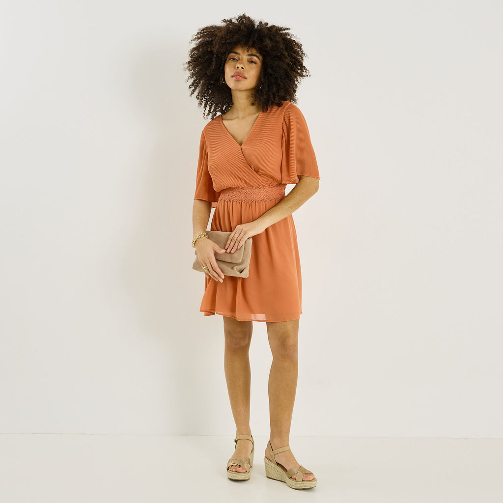 Robe habillée unie longueur genou - 1