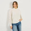 T-shirt bi-matière brillant femme - 1