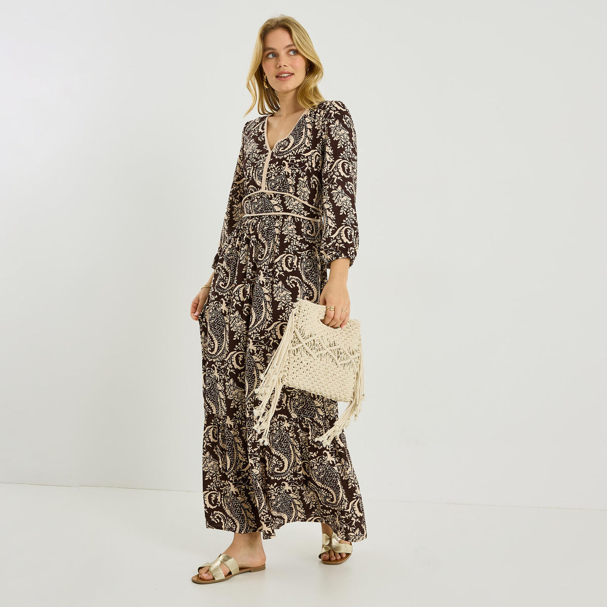 Robe longue imprimé cachemire  - 1
