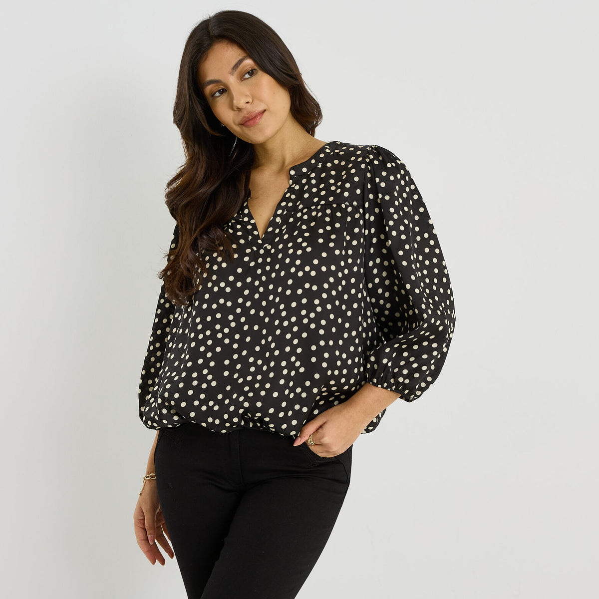Blouse imprimé pois femme - 1