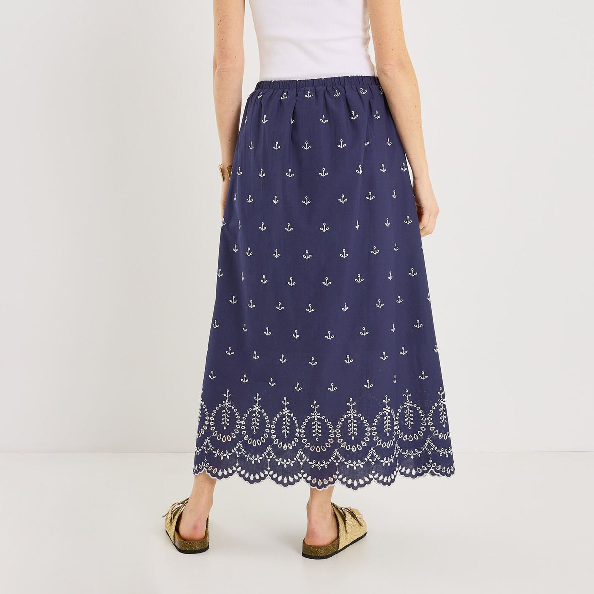 Jupe longue fluide broderie anglaise - 2