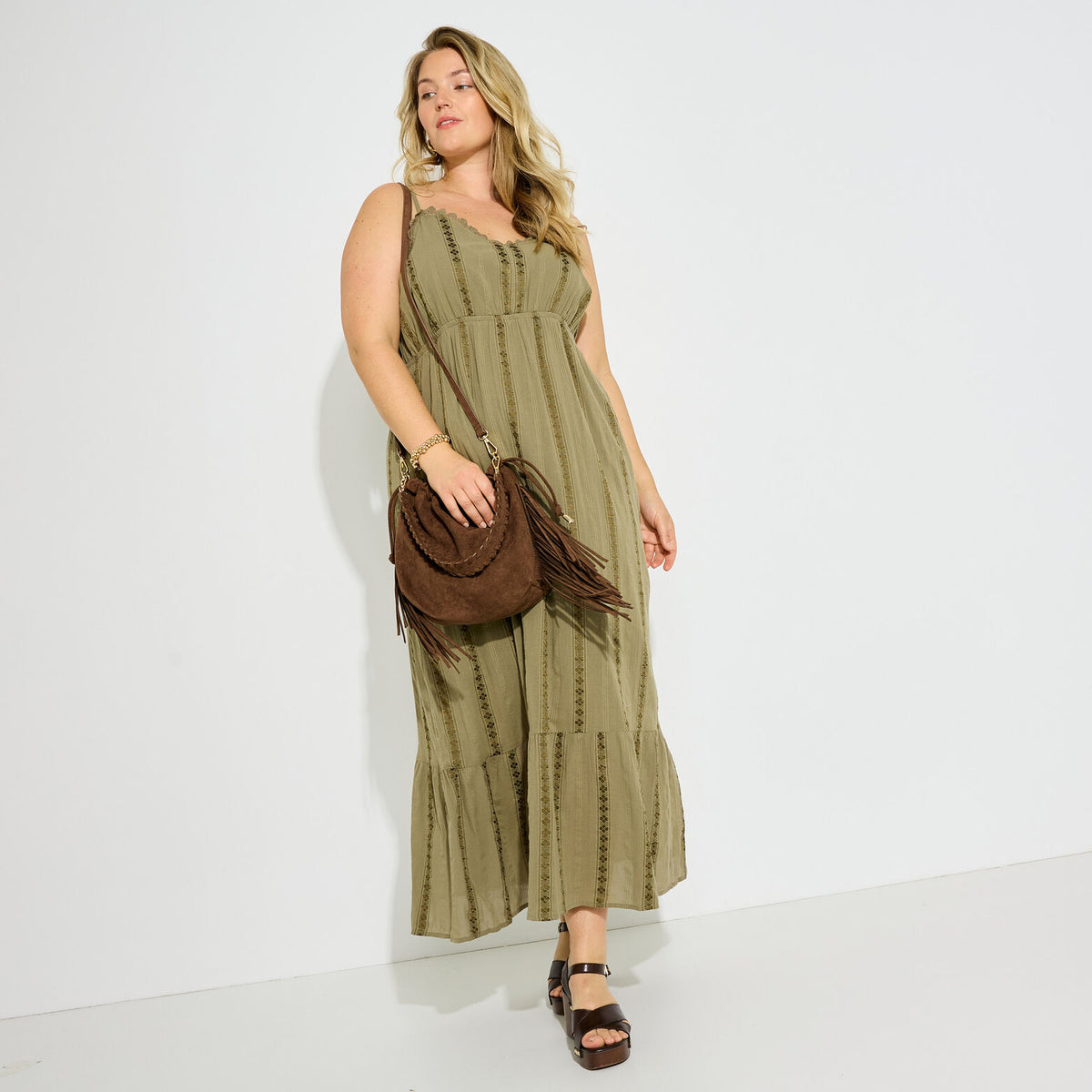 Robe bohème longue à bretelles - 1