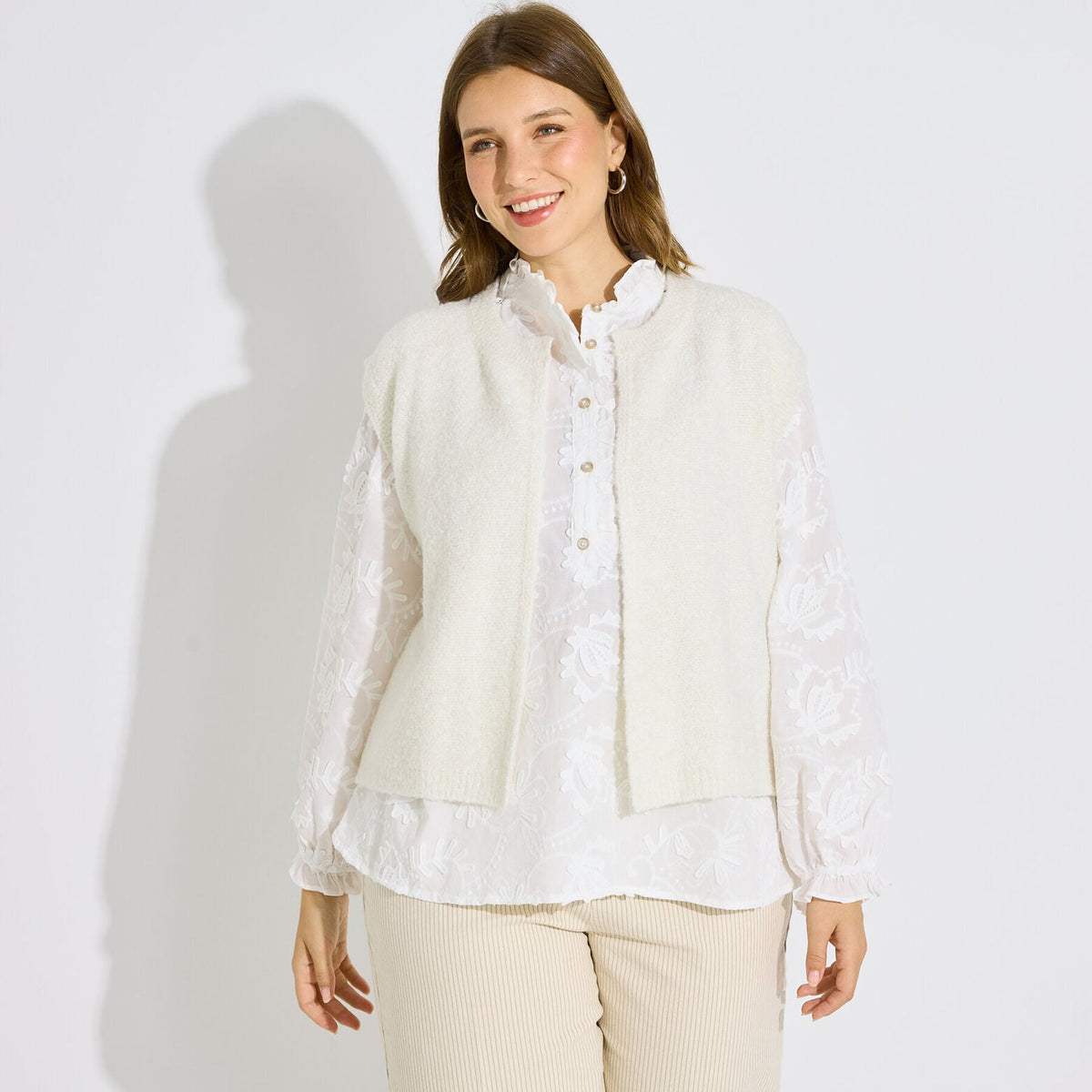 Gilet sans manches uni femme - 1