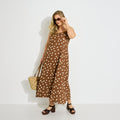 Robe longue fines bretelles motif pois  - 1