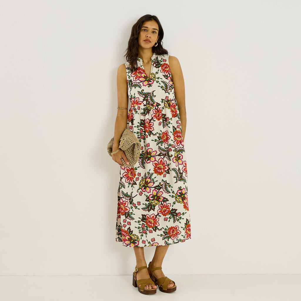 Robe longue sans manches imprimé floral - 1