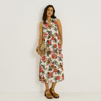 Robe longue sans manches imprimé floral - 1