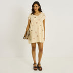 Robe courte brodée en gaze de coton - 1