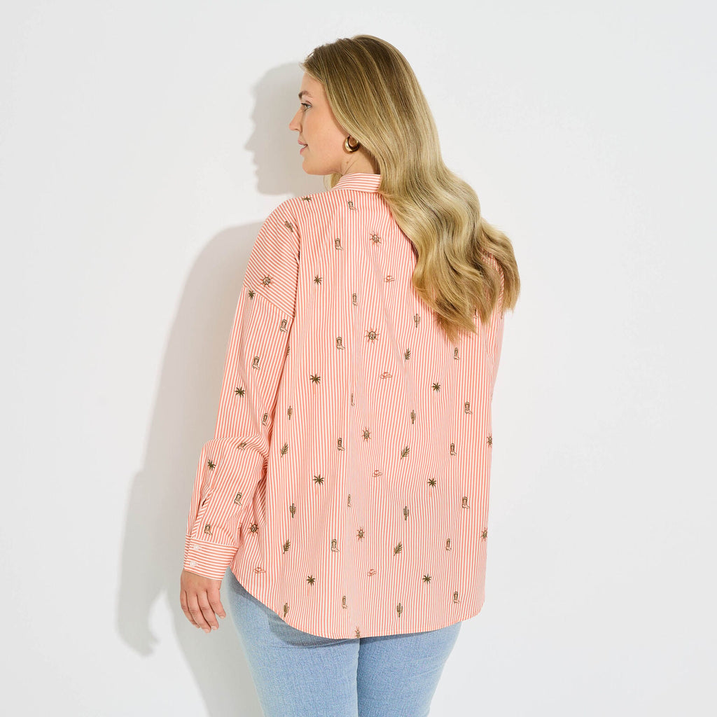 Chemise rayée à broderies femme - 2