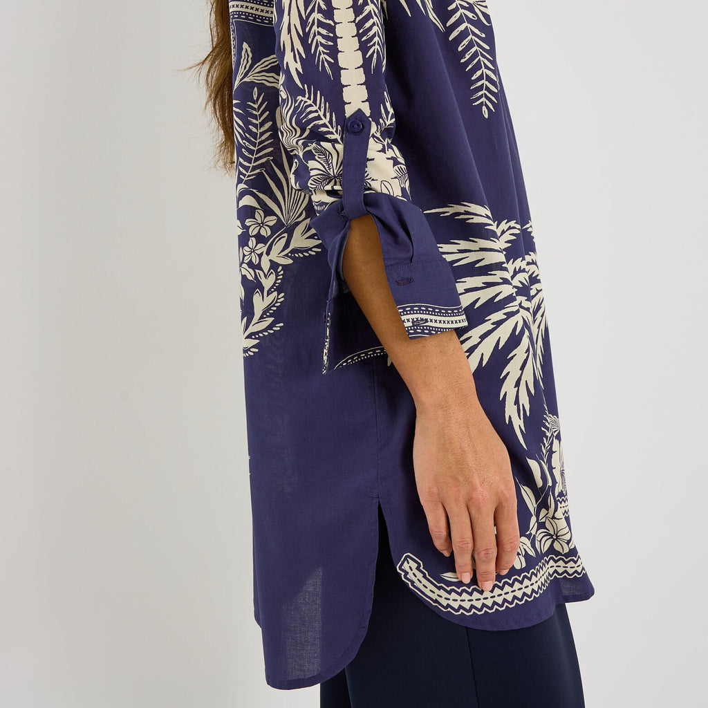 Chemise longue imprimé tropical femme - 2