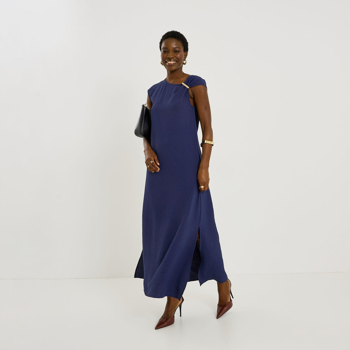 Robe longue habillée détail bijou  - 1