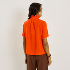 Blouse col montant à volants femme  - 2