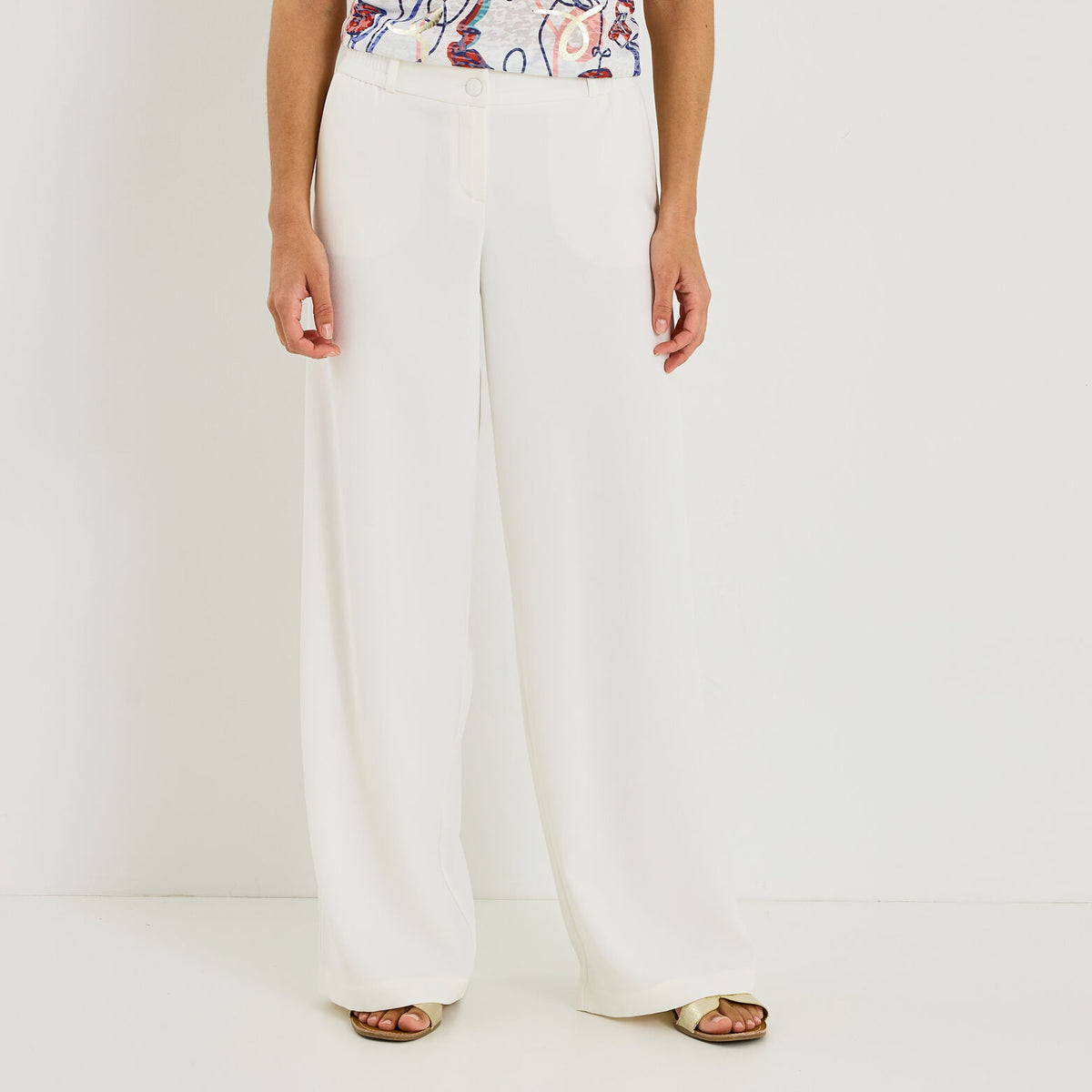 Pantalon fluide taille élastiquée femme - 1