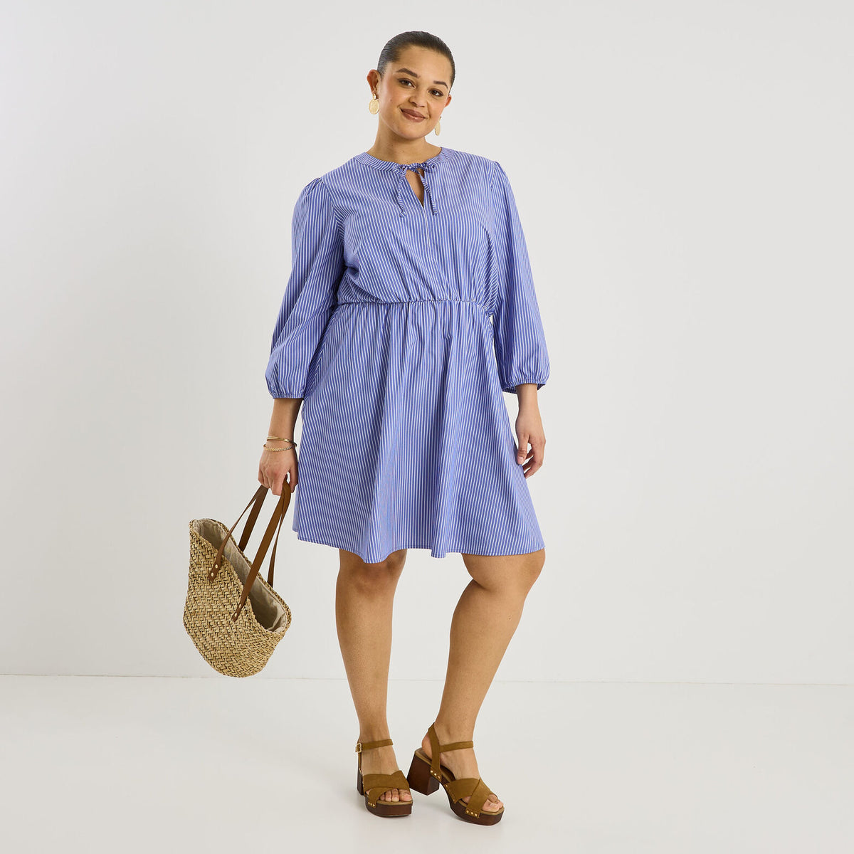 Robe courte rayures verticales - 1