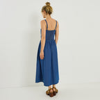 Robe longue en jean à bretelles fines - 2