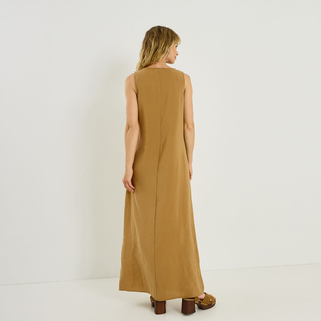 Robe longue droite fluide sans manches - 2